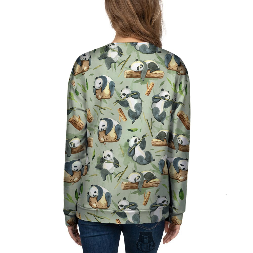 Panda Bear Watercolor Print Pattern Women's Sweatshirt-grizzshop