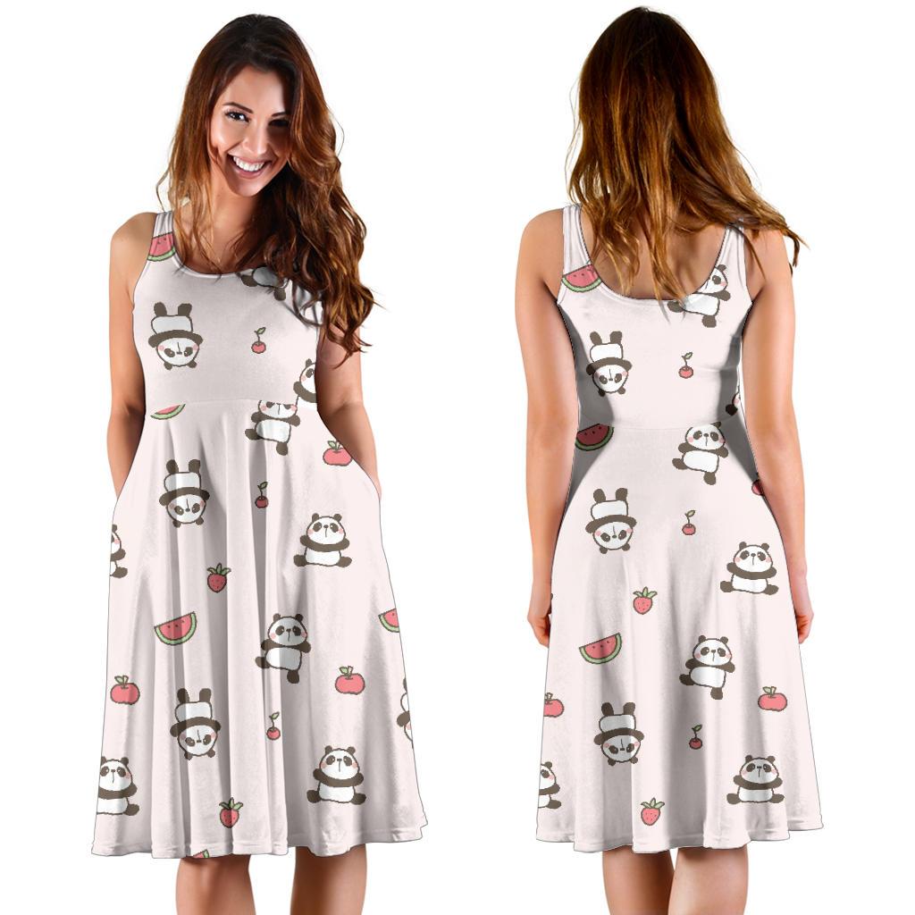 Panda Fruit Pattern Print Dress-grizzshop