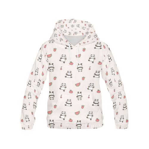 Panda Fruit Pattern Print Women Pullover Hoodie-grizzshop