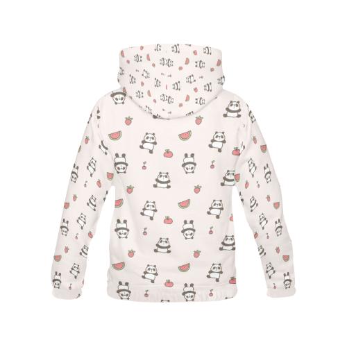 Panda Fruit Pattern Print Women Pullover Hoodie-grizzshop
