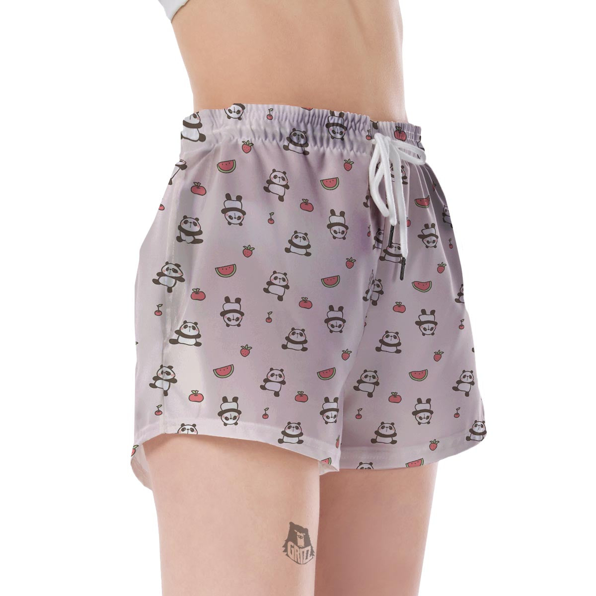 Panda Fruit Pattern Print Women's Shorts-grizzshop