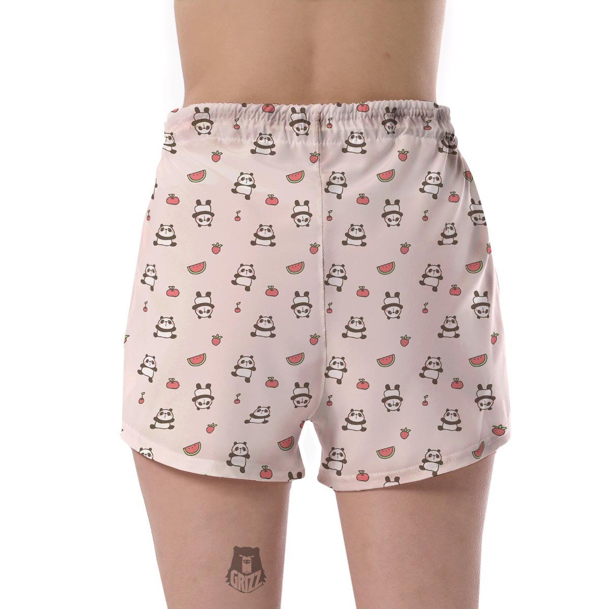 Panda Fruit Pattern Print Women's Shorts-grizzshop