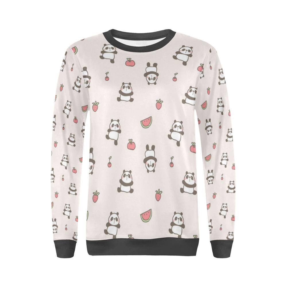 Panda Fruit Pattern Print Women's Sweatshirt-grizzshop