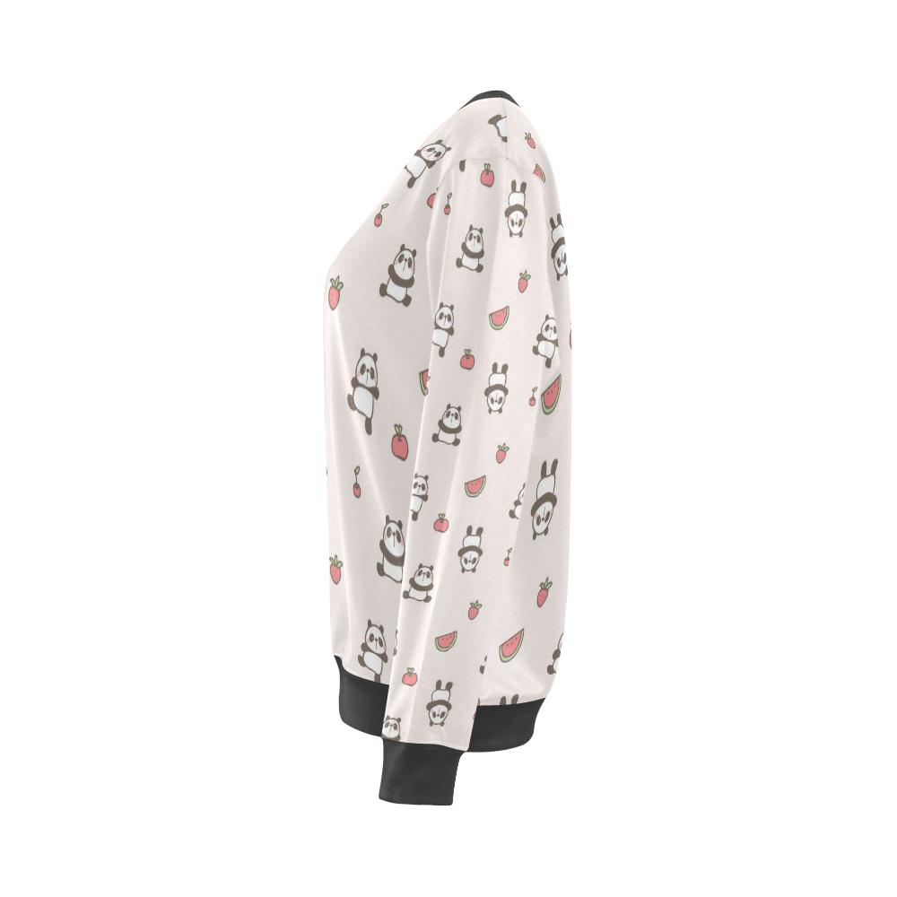 Panda Fruit Pattern Print Women's Sweatshirt-grizzshop