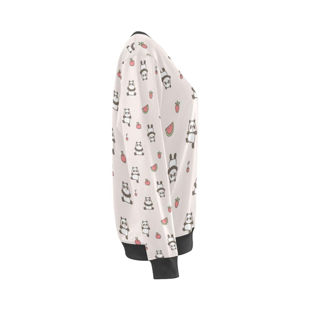 Panda Fruit Pattern Print Women's Sweatshirt-grizzshop