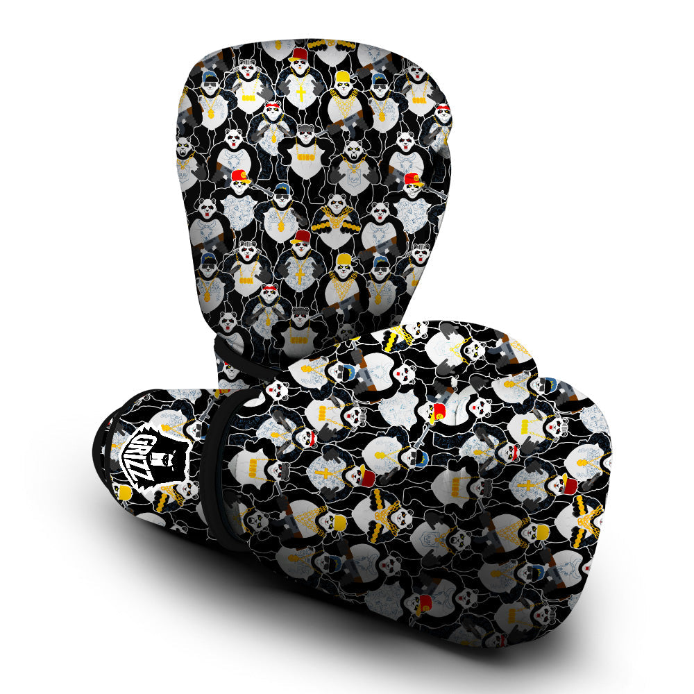 Panda Gangster Gang Print Pattern Boxing Gloves-grizzshop