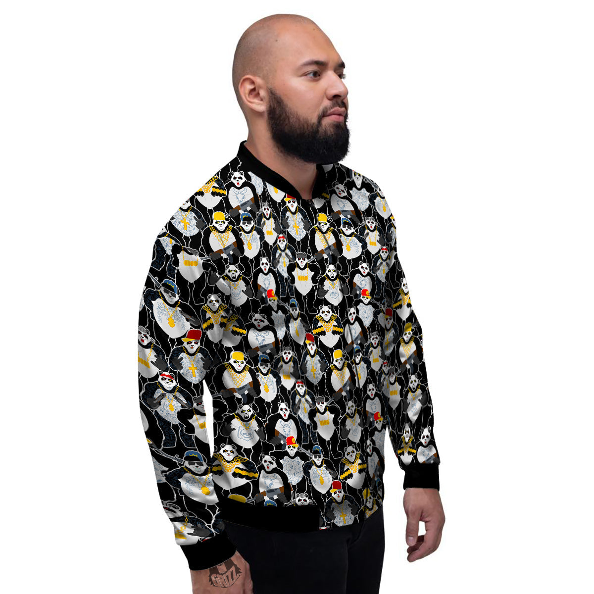 Panda Gangster Gang Print Pattern Men's Bomber Jacket-grizzshop