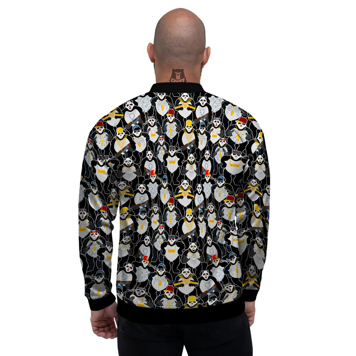Panda Gangster Gang Print Pattern Men's Bomber Jacket-grizzshop