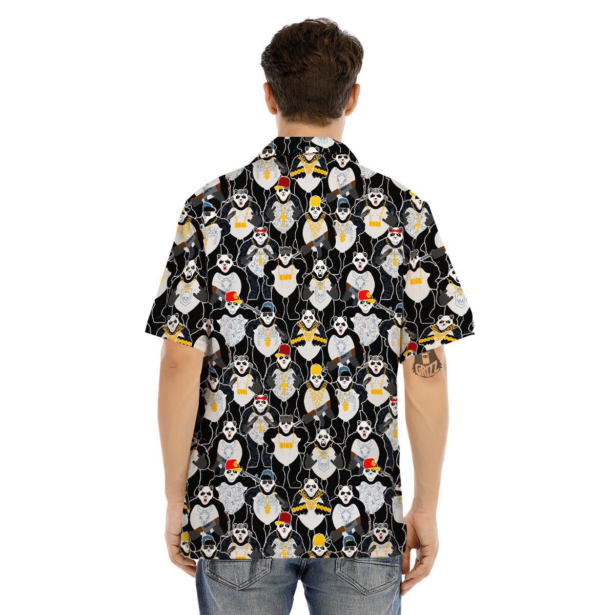 Panda Gangster Gang Print Pattern Men's Hawaiian Shirt-grizzshop