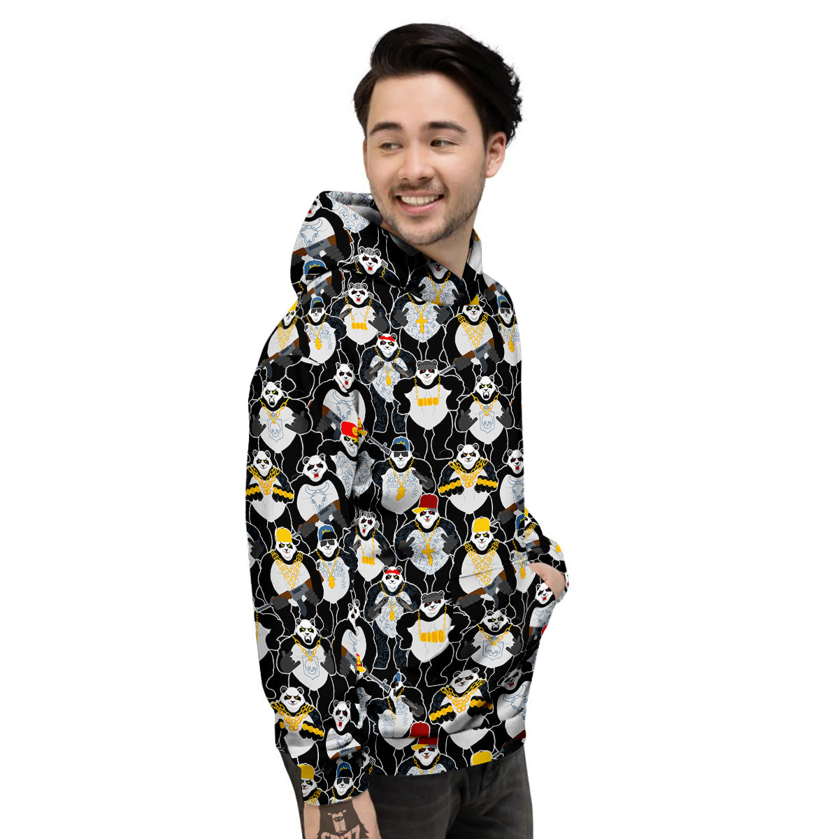 Panda Gangster Gang Print Pattern Men's Hoodie-grizzshop