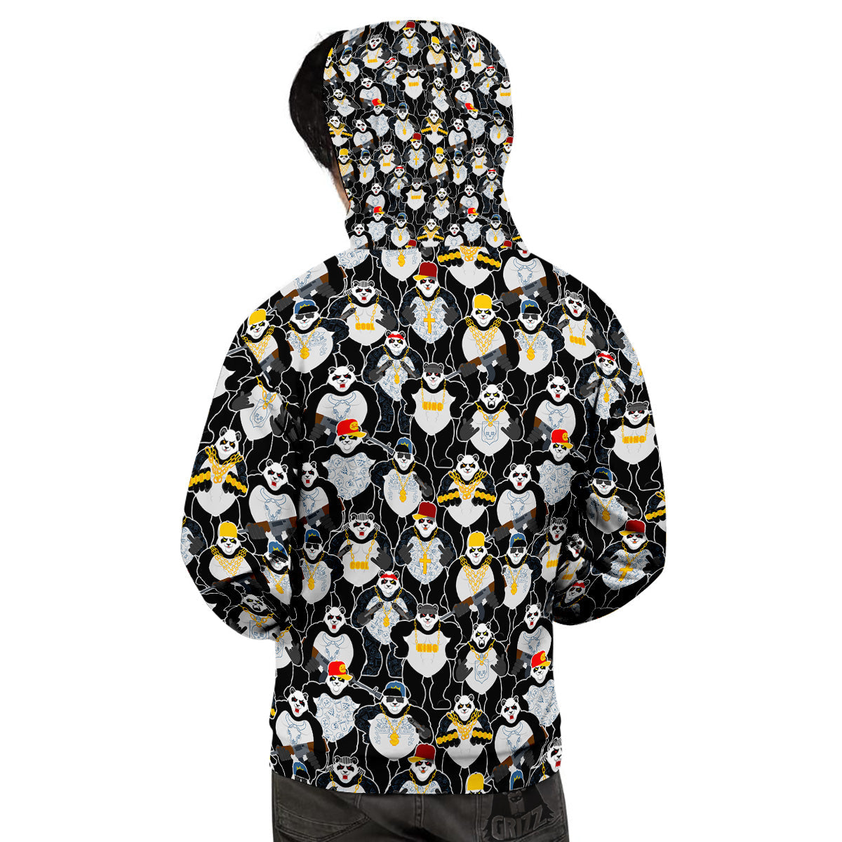 Panda Gangster Gang Print Pattern Men's Hoodie-grizzshop
