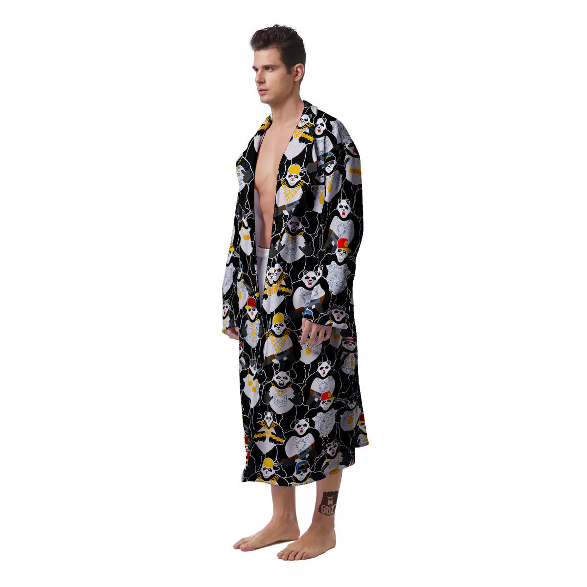 Panda Gangster Gang Print Pattern Men's Robe-grizzshop