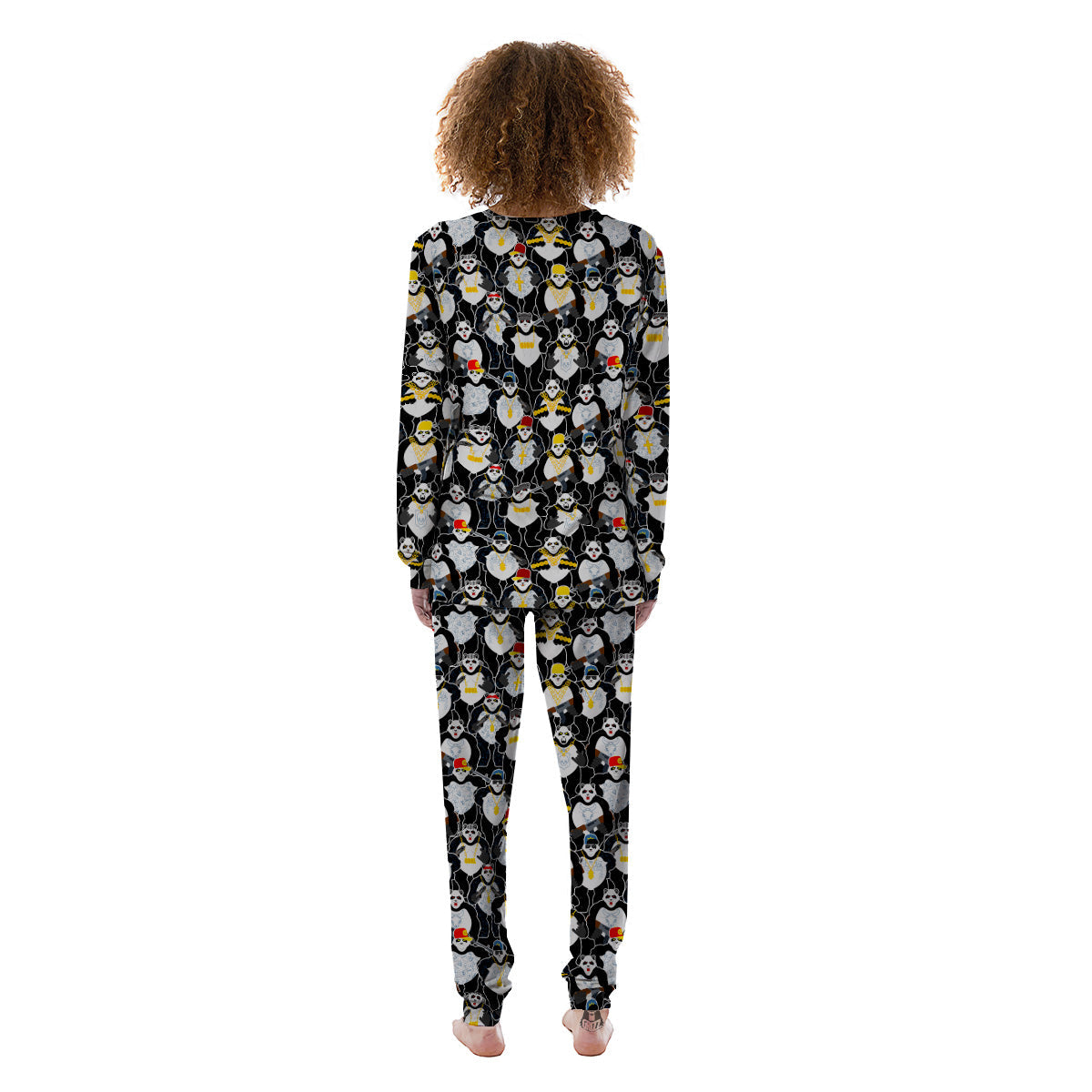 Panda Gangster Gang Print Pattern Women's Pajamas-grizzshop