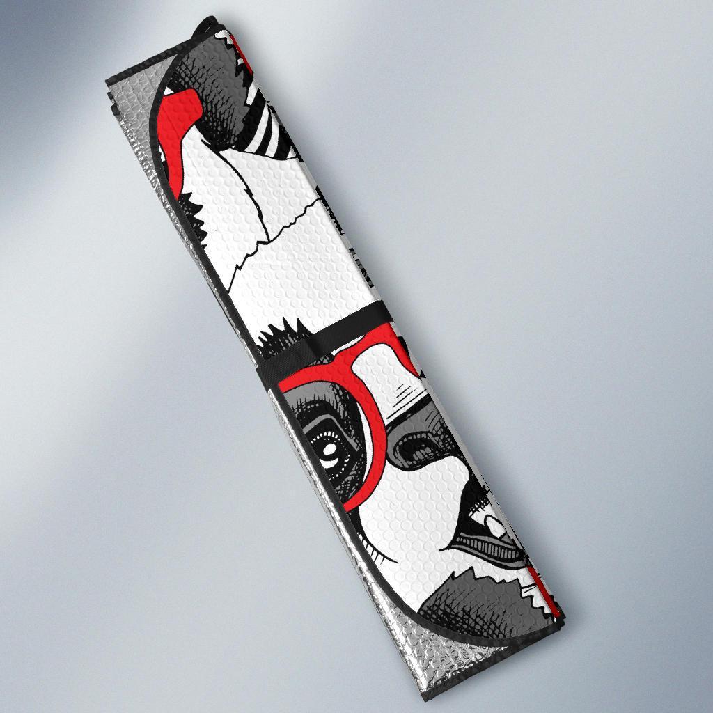 Panda Red Glasses Pattern Print Car Sun Shade-grizzshop