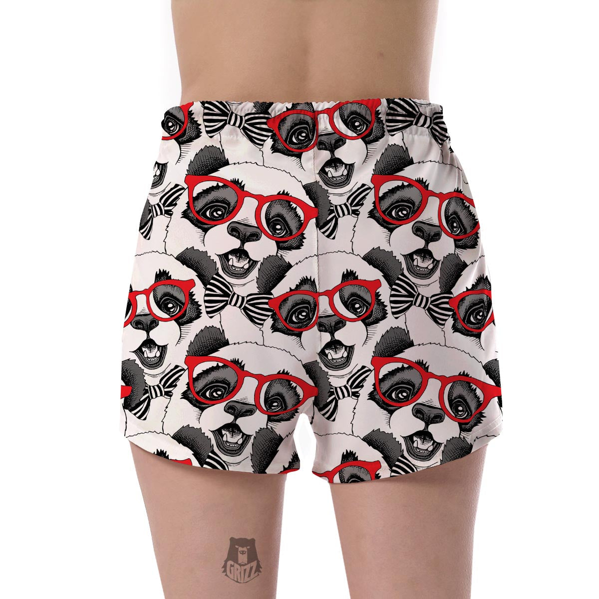 Panda Red Glasses Pattern Print Women's Shorts-grizzshop