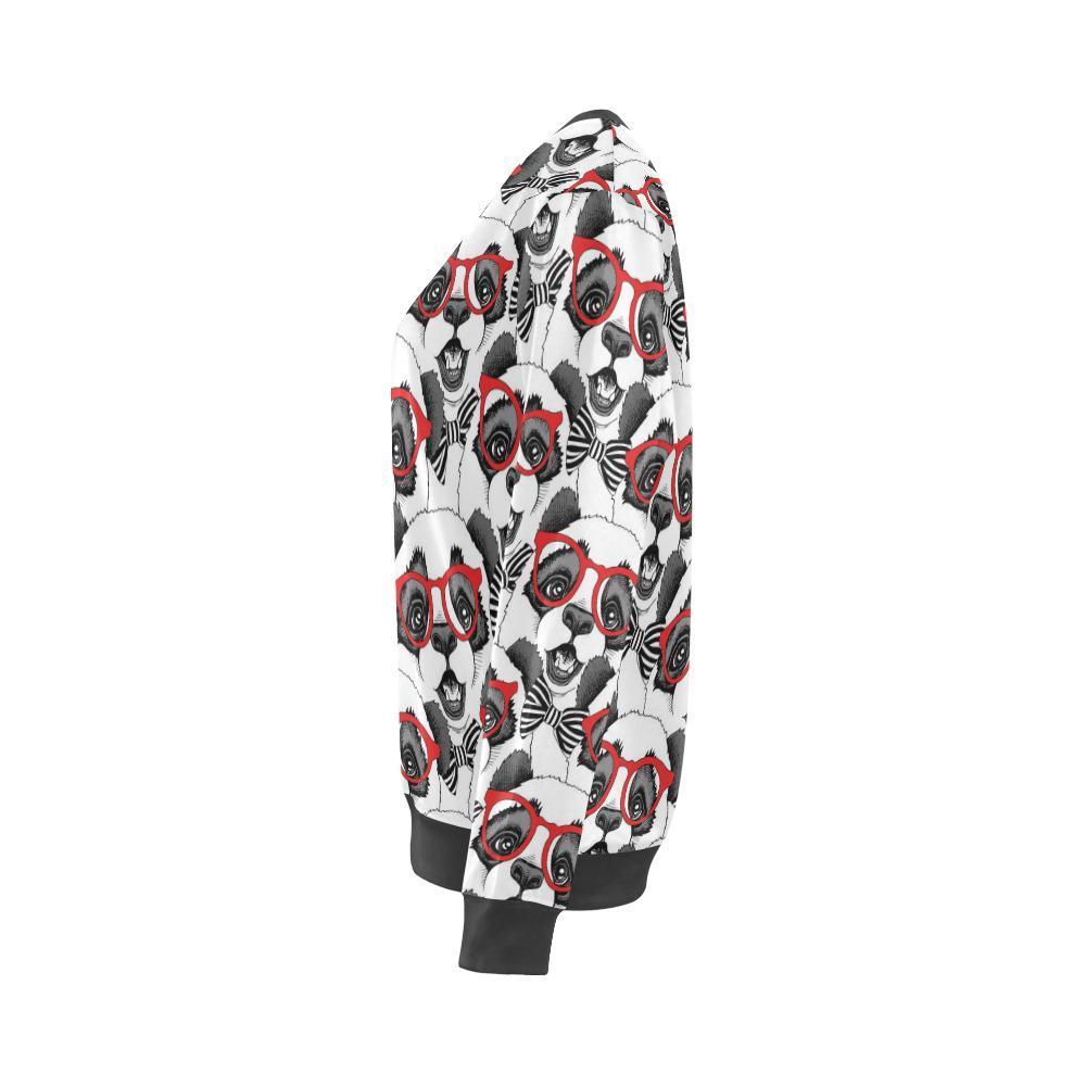 Panda Red Glasses Pattern Print Women's Sweatshirt-grizzshop