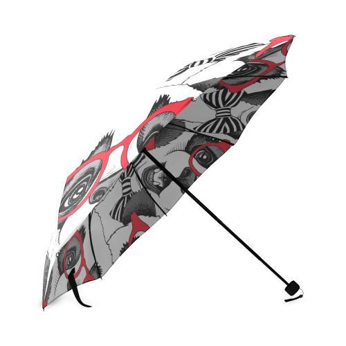Panda Red Glasses Pattern Print Foldable Umbrella-grizzshop