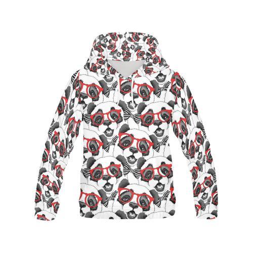 Panda Red Glasses Pattern Print Men Pullover Hoodie-grizzshop