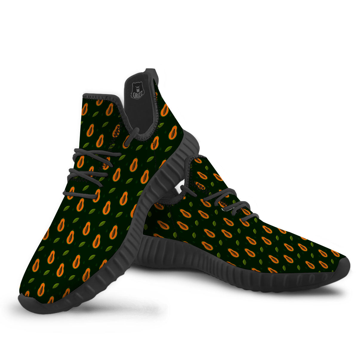 Papaya Exotic Print Pattern Black Walking Shoes-grizzshop