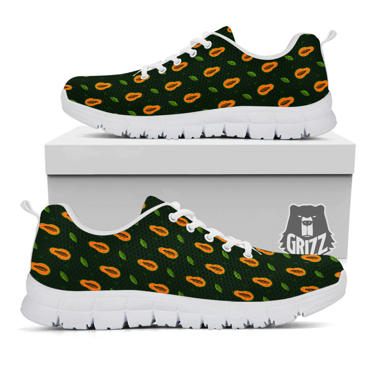 Papaya Exotic Print Pattern White Sneaker-grizzshop