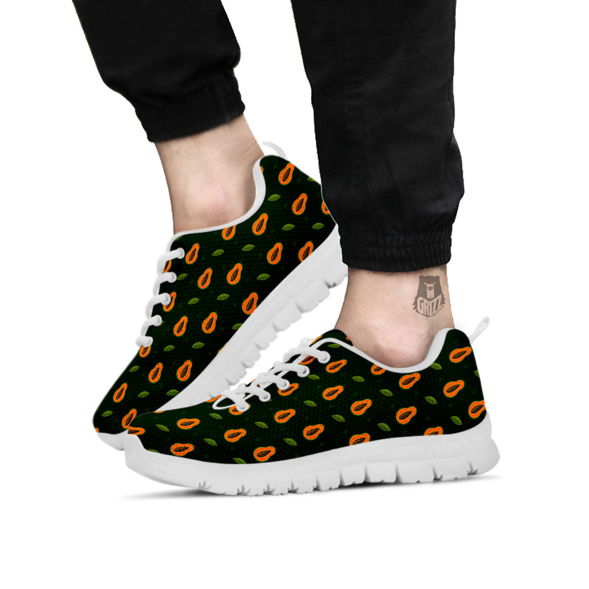 Papaya Exotic Print Pattern White Sneaker-grizzshop