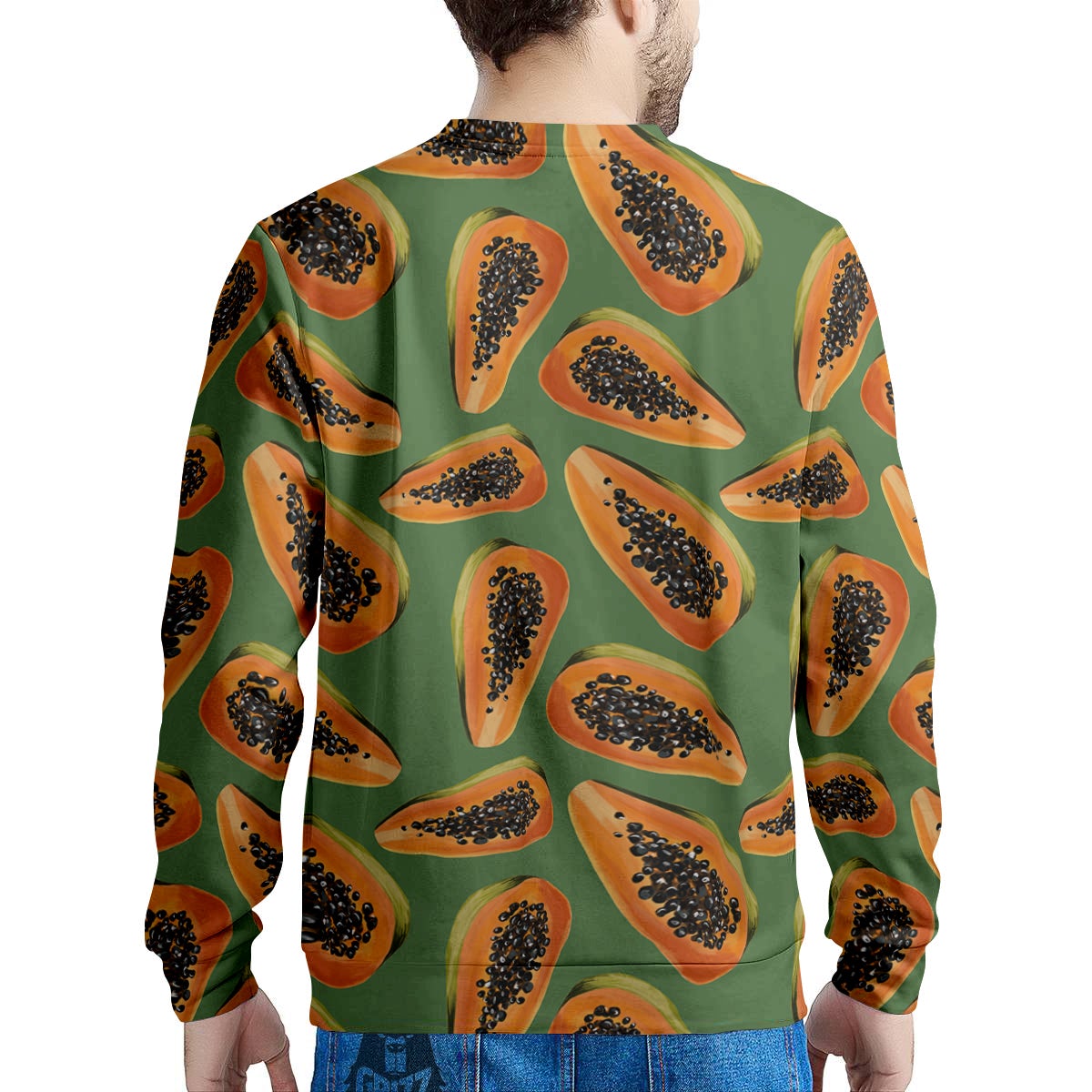 Papaya Tropical Print Pattern Men's Sweatshirt-grizzshop