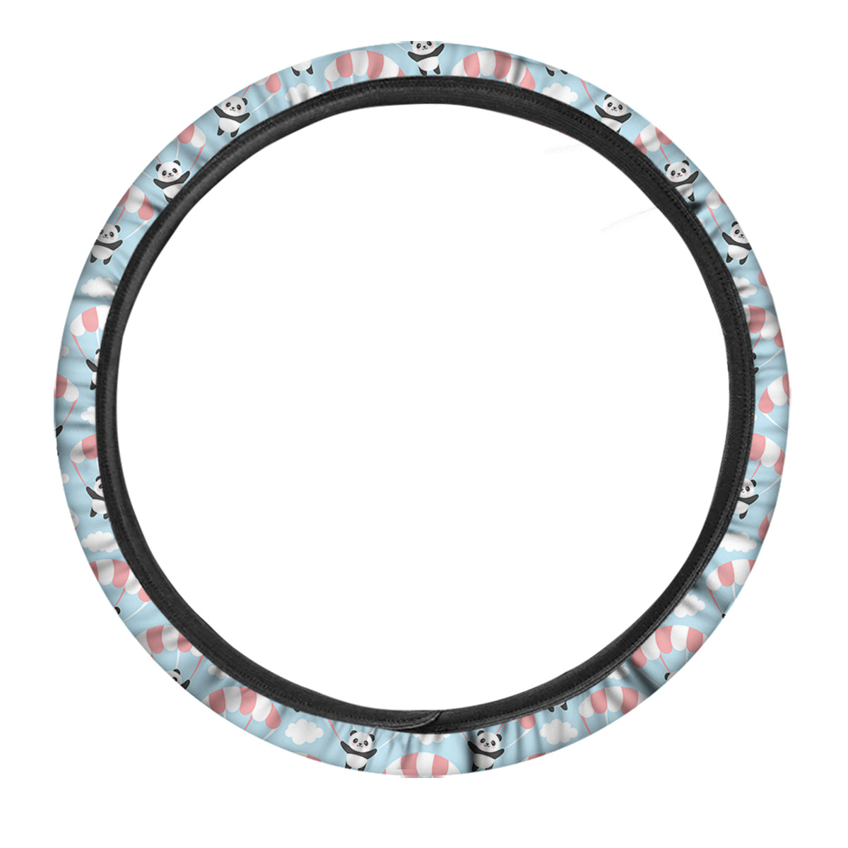 Parachute And Cute Panda Print Pattern Car Steering Wheel Cover-grizzshop