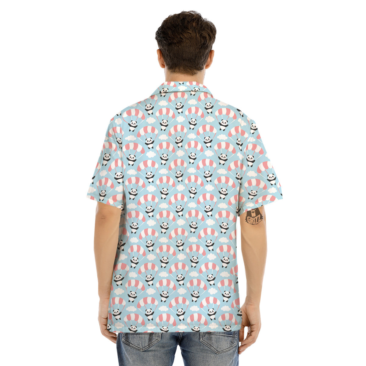 Parachute And Cute Panda Print Pattern Men's Hawaiian Shirt-grizzshop