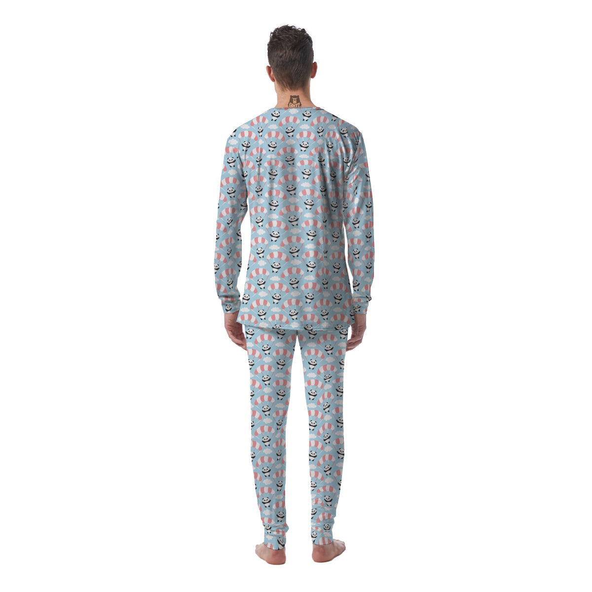 Parachute And Cute Panda Print Pattern Men's Pajamas-grizzshop