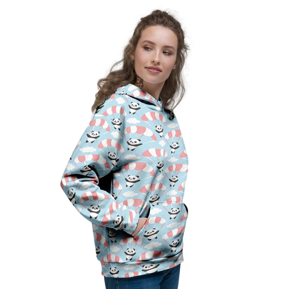 Parachute And Cute Panda Print Pattern Women's Hoodie-grizzshop
