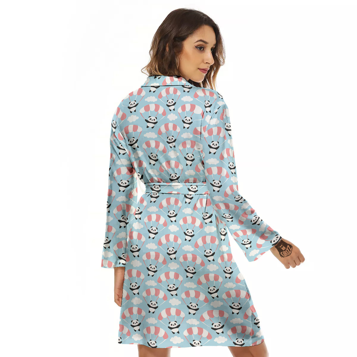 Parachute And Cute Panda Print Pattern Women's Robe-grizzshop