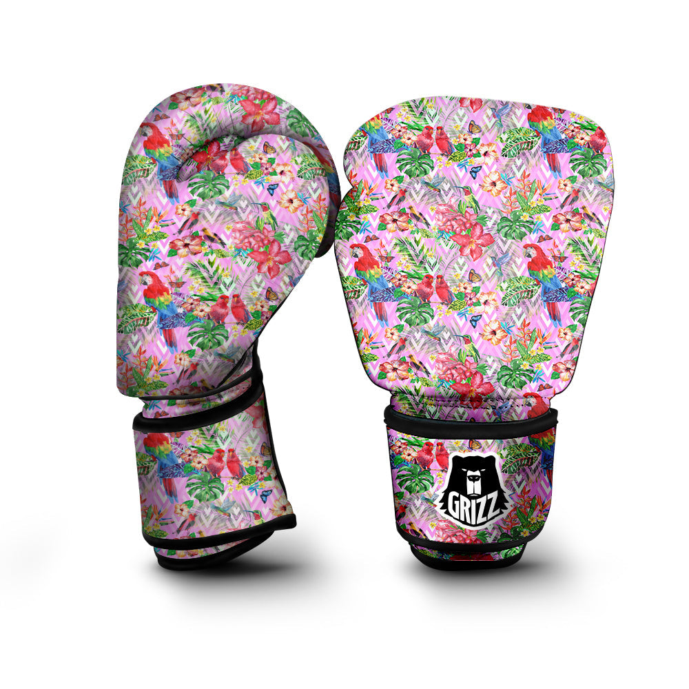Paradise Flower Bird Print Pattern Boxing Gloves-grizzshop