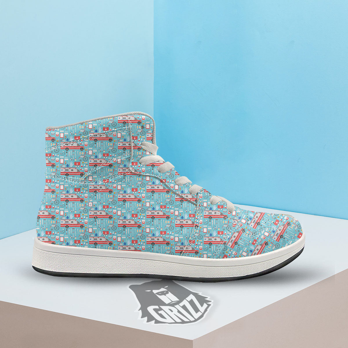 Paramedic EMS Print Pattern High Top Sneakers-grizzshop