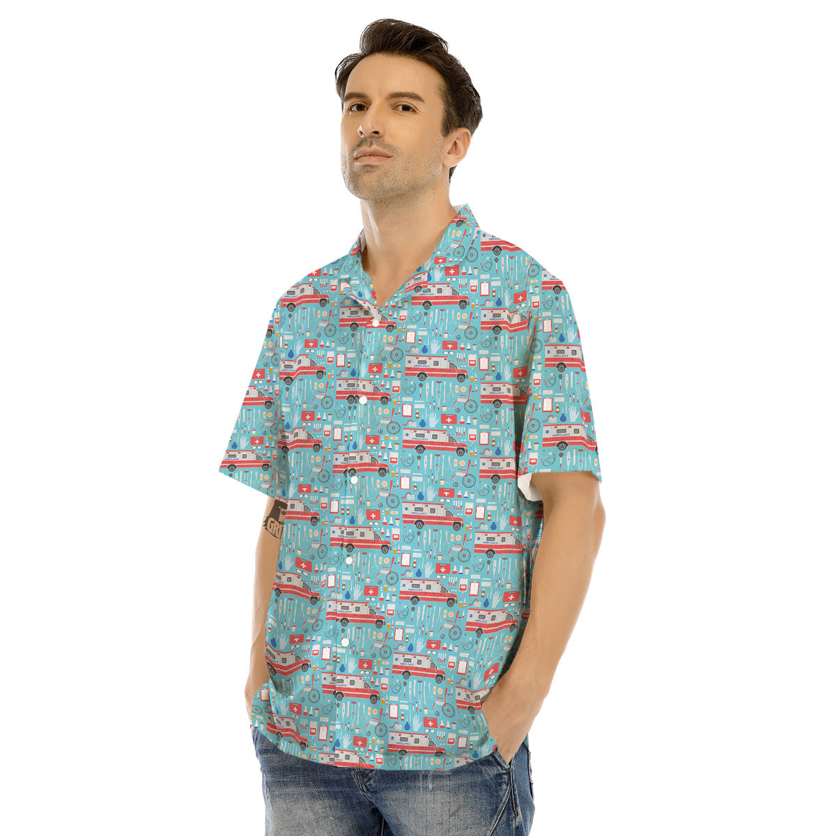 Paramedic EMS Print Pattern Men's Hawaiian Shirt-grizzshop
