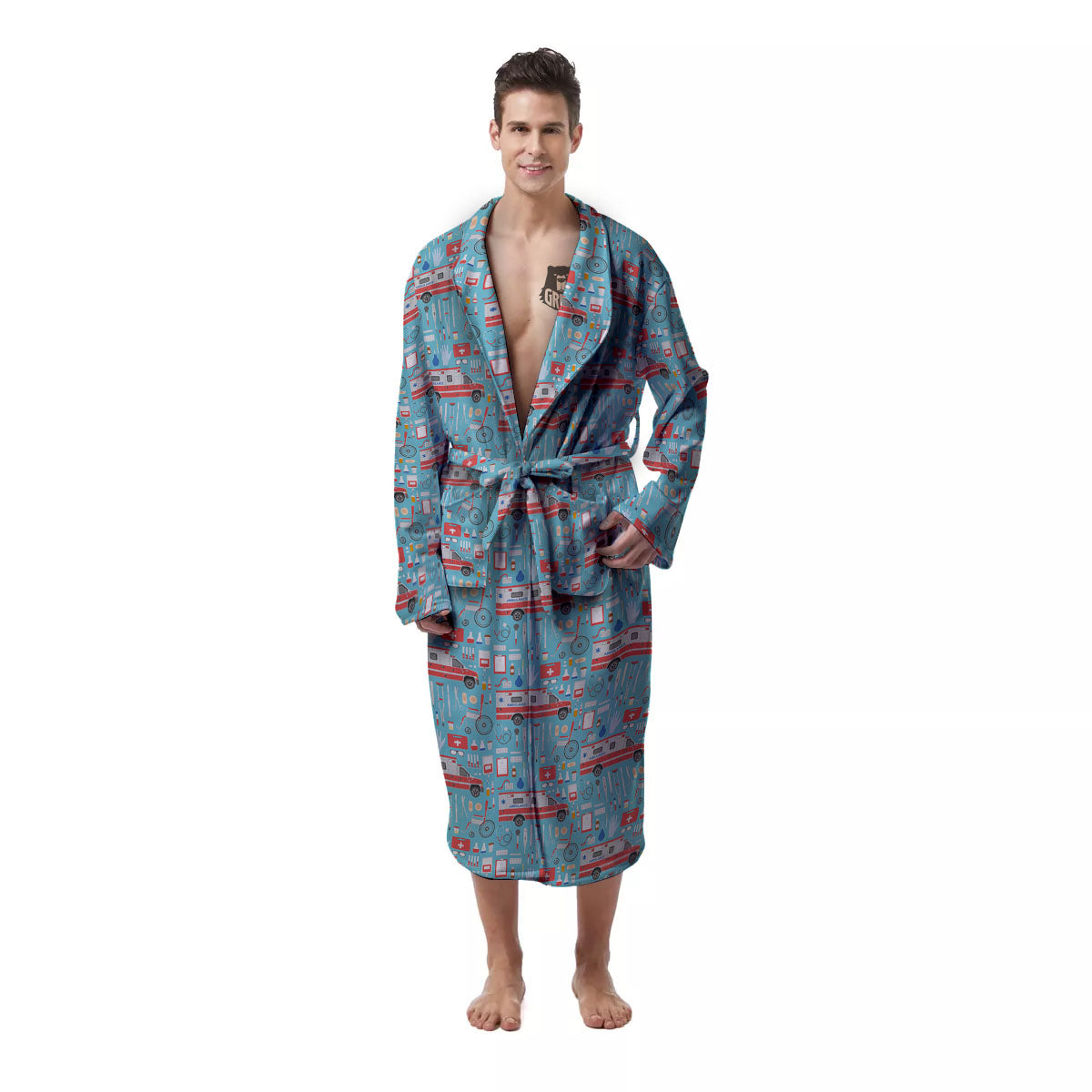 Paramedic EMS Print Pattern Men's Robe-grizzshop