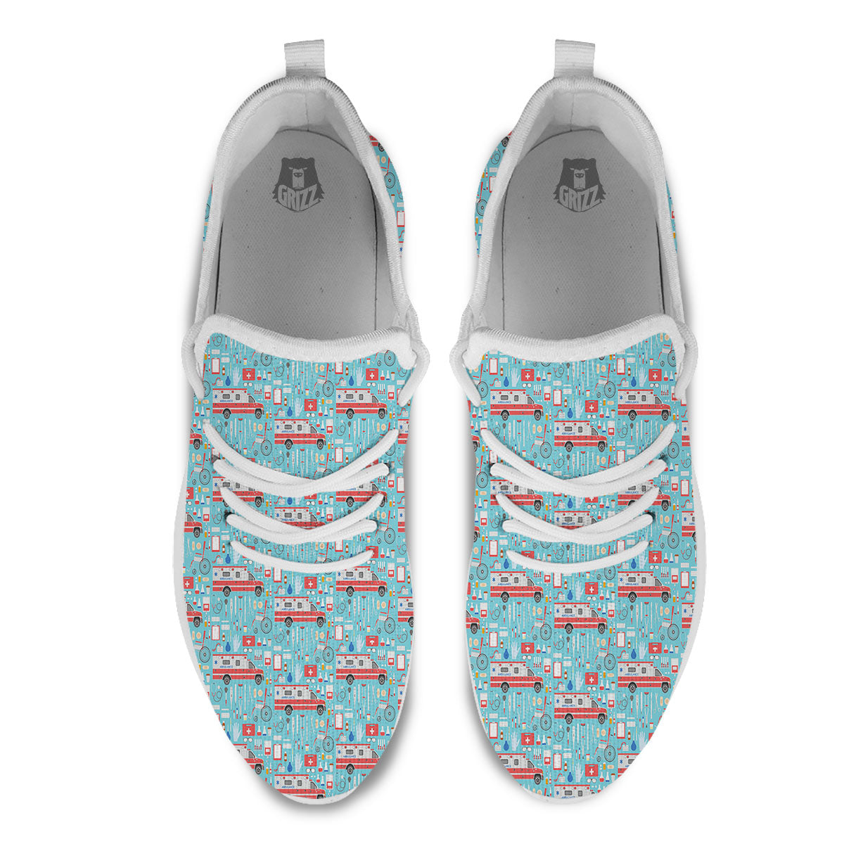Paramedic EMS Print Pattern White Athletic Shoes-grizzshop