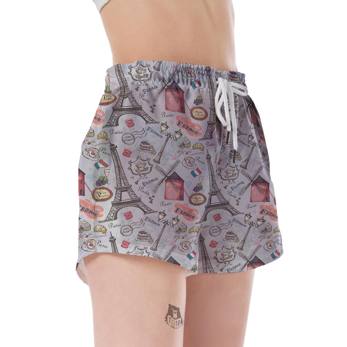Paris France Pattern Print Women's Shorts-grizzshop