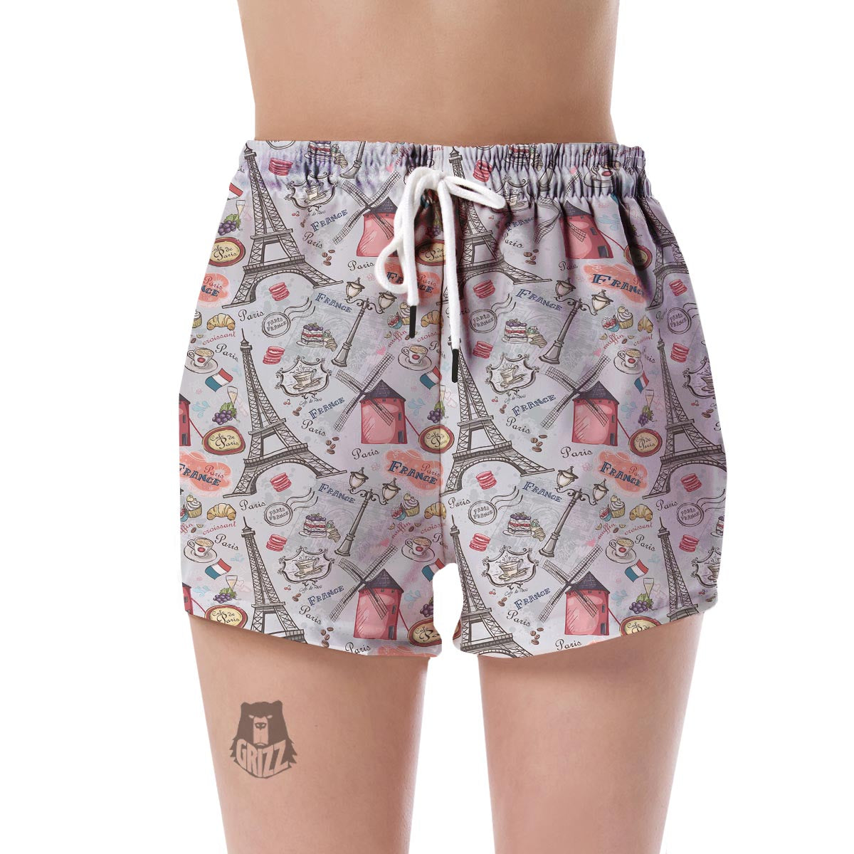 Paris France Pattern Print Women's Shorts-grizzshop