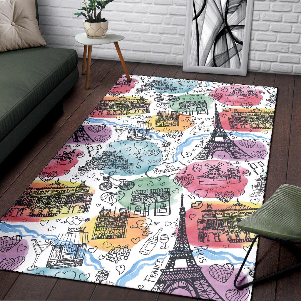 Paris France Print Pattern Floor Mat-grizzshop