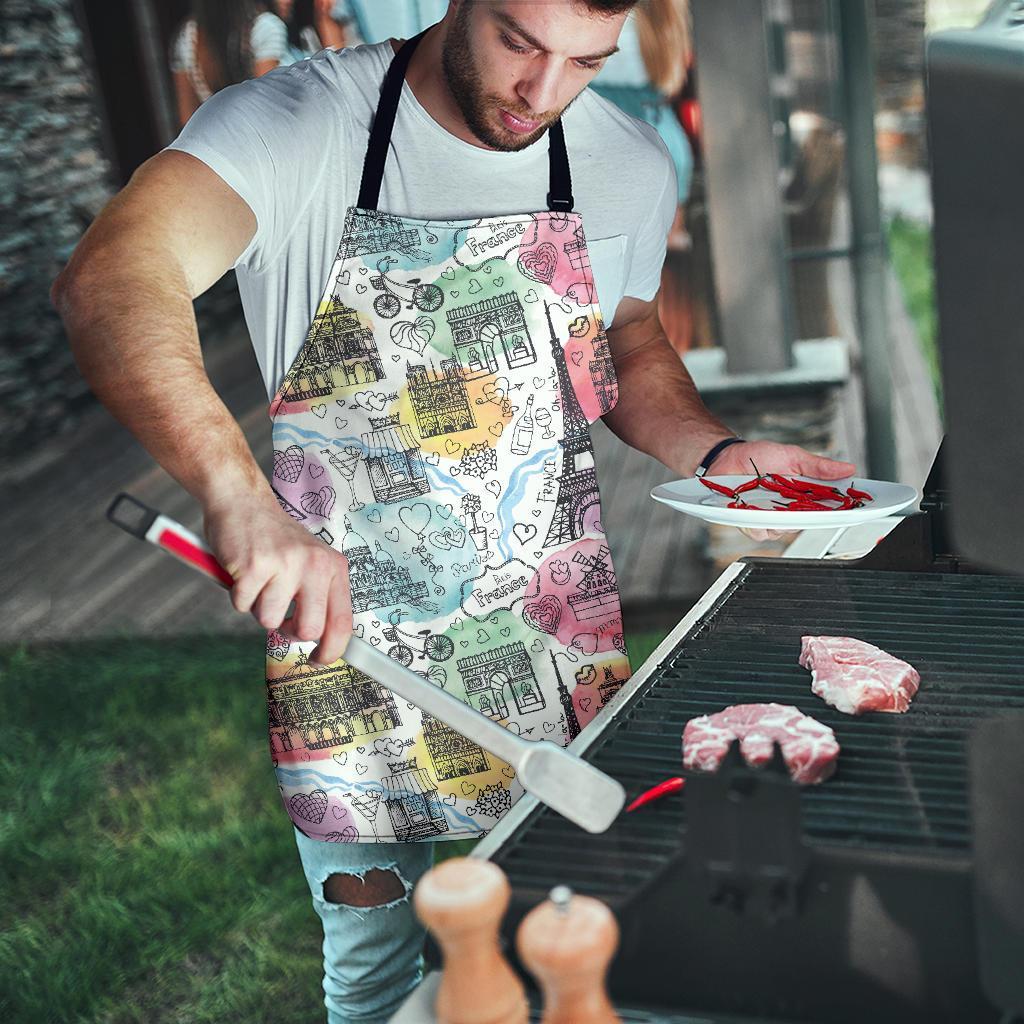Paris France Print Pattern Men's Apron-grizzshop