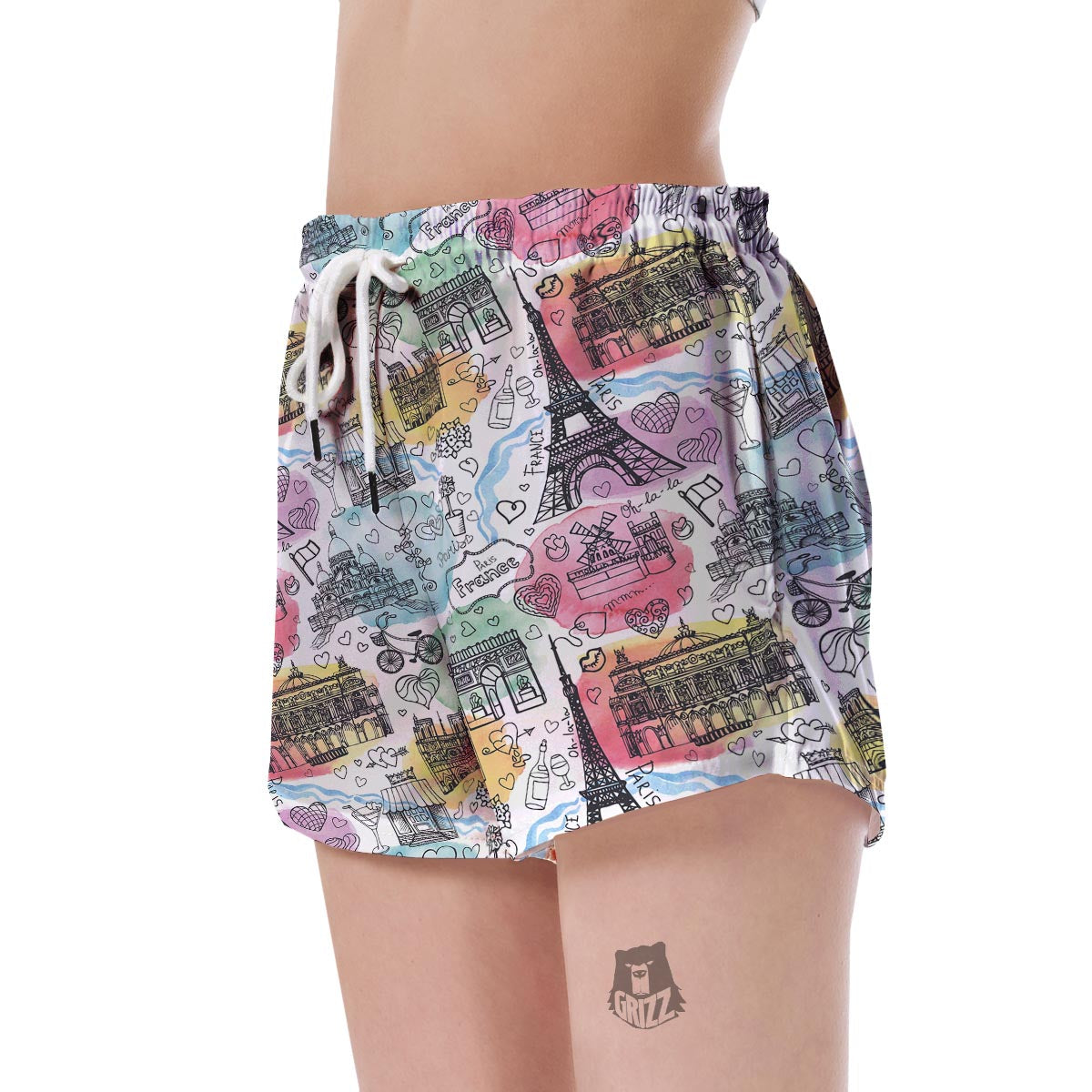 Paris France Print Pattern Women's Shorts-grizzshop