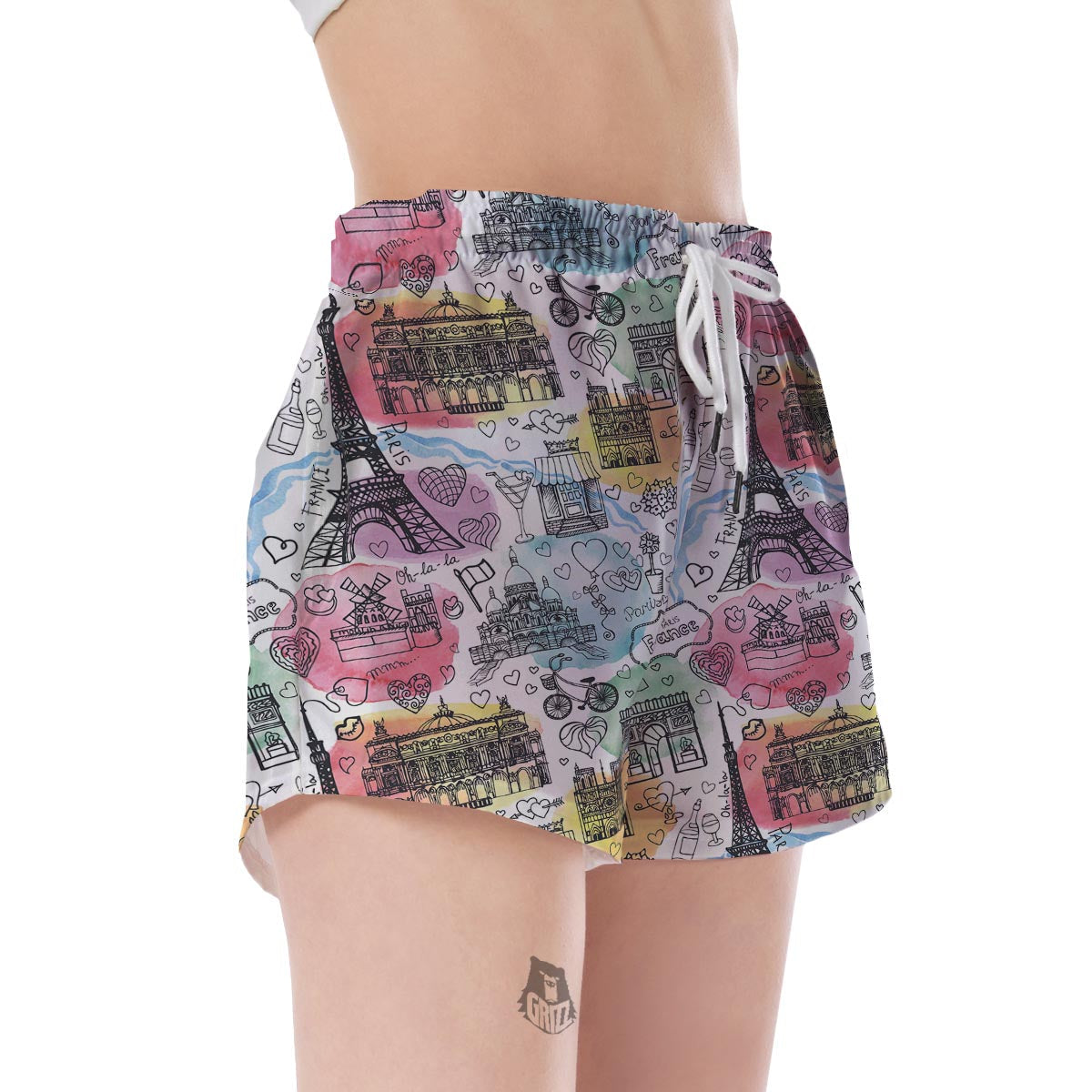 Paris France Print Pattern Women's Shorts-grizzshop