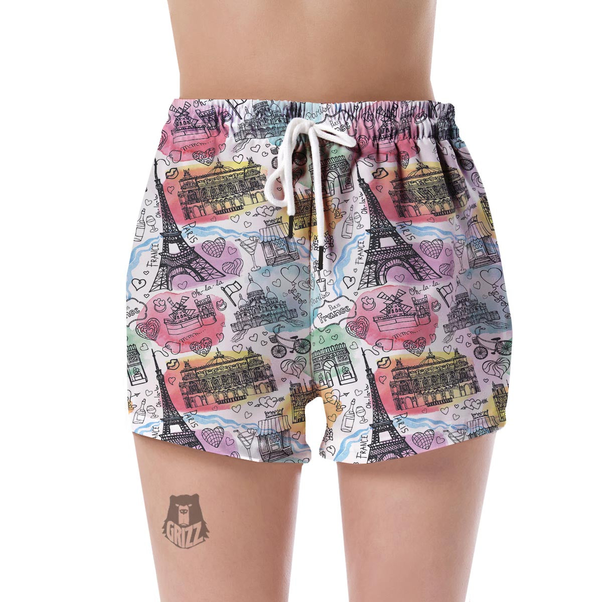Paris France Print Pattern Women's Shorts-grizzshop