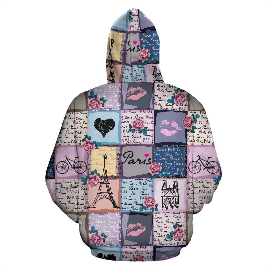 Paris Pattern Print Men Women Pullover Hoodie-grizzshop
