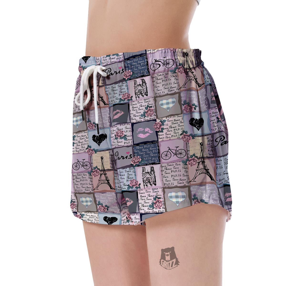 Paris Pattern Print Women's Shorts-grizzshop