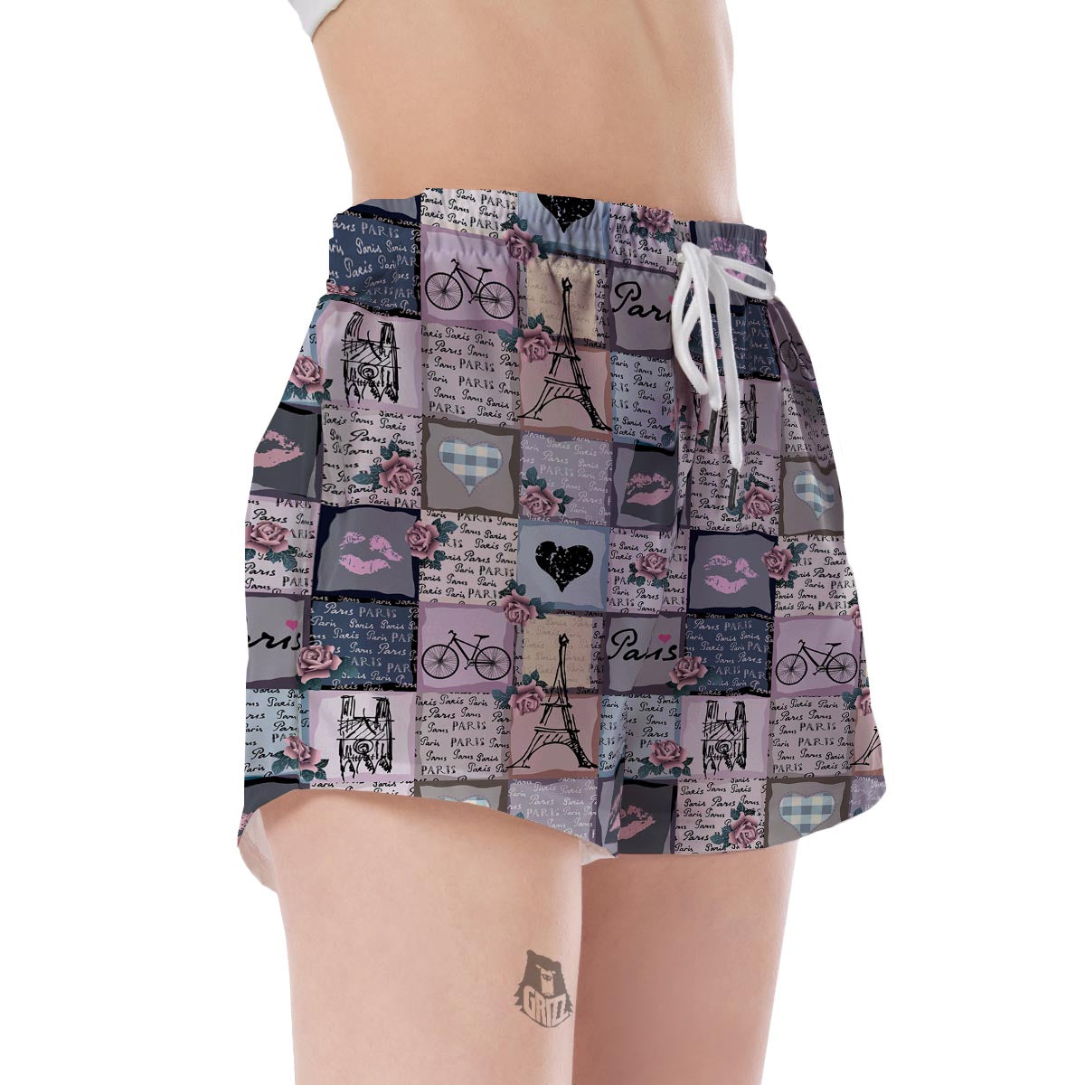 Paris Pattern Print Women's Shorts-grizzshop