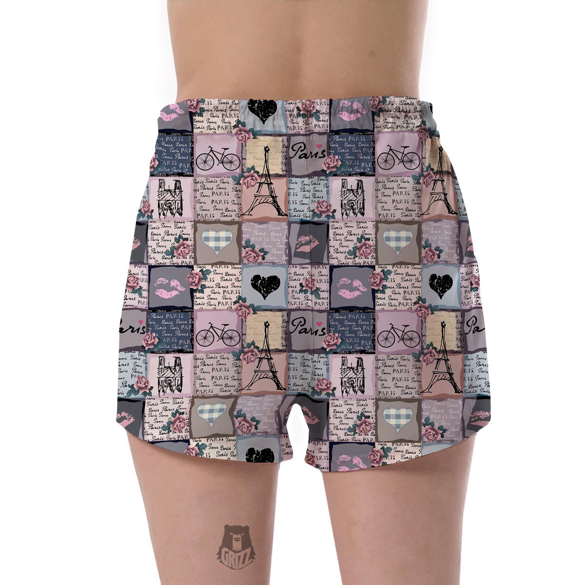 Paris Pattern Print Women's Shorts-grizzshop