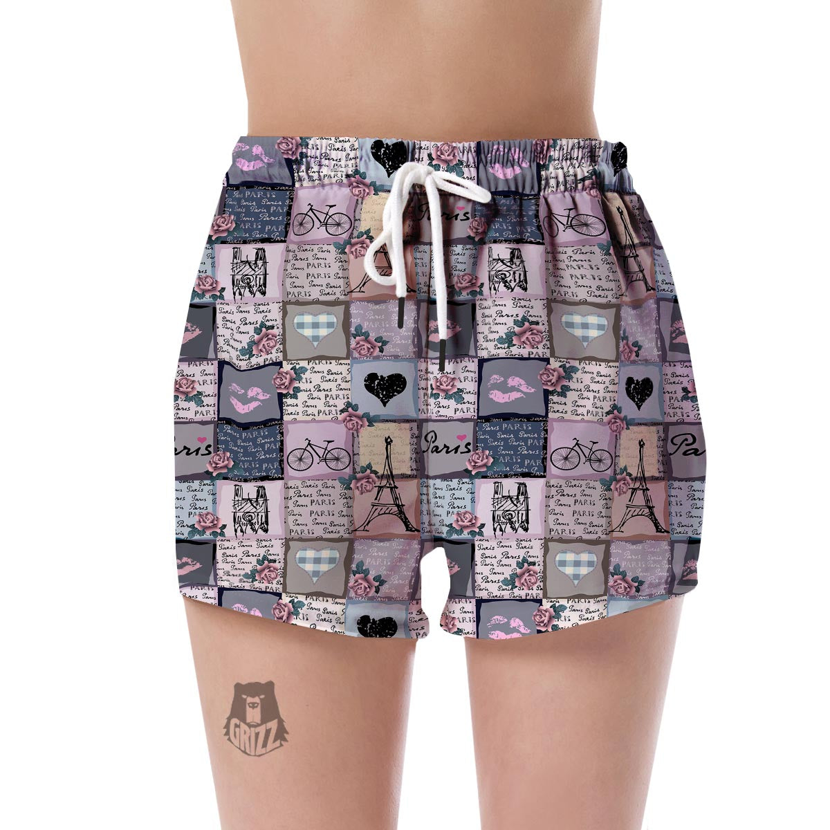 Paris Pattern Print Women's Shorts-grizzshop