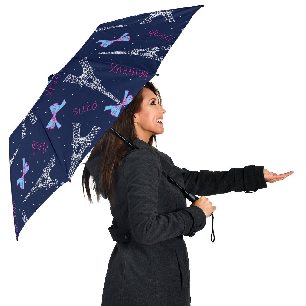Paris Print Pattern Automatic Foldable Umbrella-grizzshop