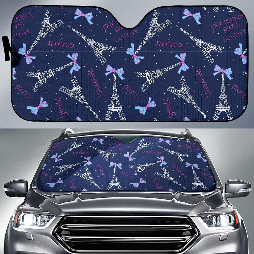 Paris Print Pattern Car Sun Shade-grizzshop